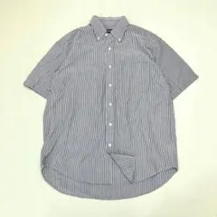 OLD UNIQLO ユニクロ ストライプ 半袖 ボタンダウンシャツ 紺タグ L