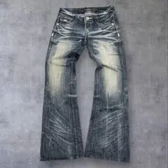 00s【archive】刺繍フレアデニム/ Y2K/鬼ヒゲ/鬼ハチノス/お兄系