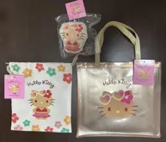 日焼けキティ　PVCトートバッグ　巾着　クッションキーホルダー