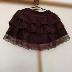 SHEIN ブラウン レース フリル ミニスカート