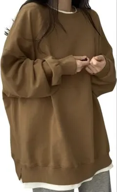 トレーナー レディース 長袖 トップス 【オーバーサイズ×着瘦せ・重ね着風】