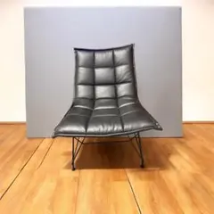 デザイナーズチェア ブラック レザー調 モダン 1人掛け