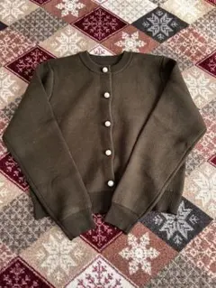 andmeブラウン 長袖 ニット カーディガン