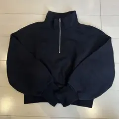 GU 黒 ハーフジップ スウェット クロップド丈