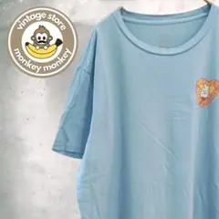 mz82125 US古着　オーバーサイズ　プリントTシャツ　カットソー　水色