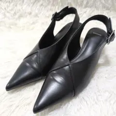 ジーナシス バックスリングポインテッドトゥパンプスブラック23.0〜23.5cm