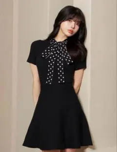 Darich ドットボウタイフレアミニワンピース free size