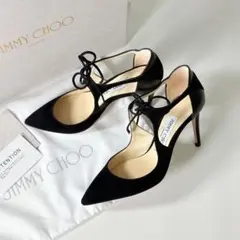 極美品JIMMYCHOO ポインテッドトゥ スエード パンプス 黒 21.5cm