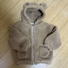 130cm 裏地あり クマ耳パーカー ボアブルゾン ベージュ ブラウン