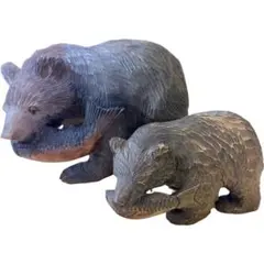 木彫り熊の置物　￼アンティーク　2個セット