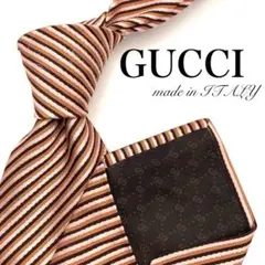 GUCCI グッチ ネクタイ ピンク ブラウン ストライプ ビジネス ブランド