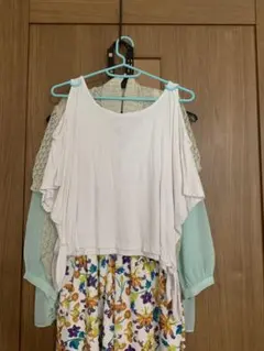 オフショルダー リボン カットソー 水着 重ね着