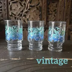 昭和レトロ︎✦︎ヴィンテージ︎✦︎水色 青 グラデーション︎✦︎花柄︎✦︎コップ︎✦︎グラス︎✦︎3個
