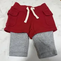 【美品】babyGap 赤グレー パンツ 3-6ヶ月