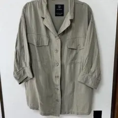 w closet リネン混 シャツジャケット カーキ 羽織り ナチュラル