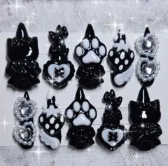 624 現品　ネイルチップ　量産型　地雷　平成女児　　ロリータ　萌　黒　メイド