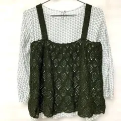 手編み　レース編みトップス キャミソール　可愛い重ね着スタイルに重宝します！