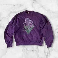 FRUIT OF THE LOOM スウェット紫 花柄 古着　vintageのサムネイル