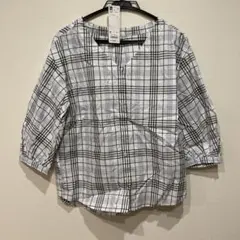 GU Vネックチェックシャツ 7分袖 Mサイズ 新品