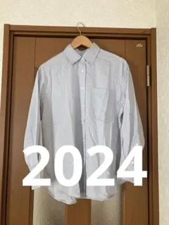 ジャーナルスタンダードレリューム　レーヨンストライプロングカフスシャツ　ブルー