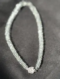 ⁠【美品】切子カット 本水晶ネックレス シルバー 留め具花モチーSILVER刻印