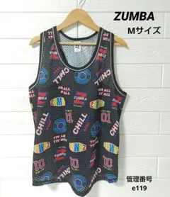 ZUMBA ズンバ メッシュタンクトップ M 総柄 ロゴ柄 ダンスウェア 人気