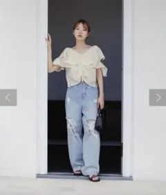 Kastane レースデニムパンツ