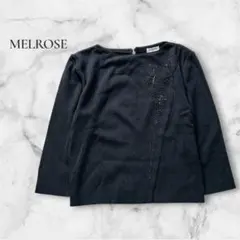 【メルローズ】MELROSE ビーズ刺繍 コード刺繍 七分袖ニット 黒 希少のサムネイル