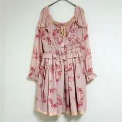 ✨美品✨ ピンクハウス　ブライアローズ柄ブラウス　ピコフリル　リボン　前開き ✨美品✨ ピンクハウス ブライアローズ柄ブラウス ピコフリル リボン