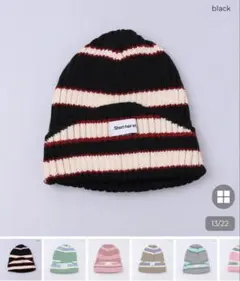 NUGU ストライプビーニー　ブラック