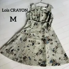 ロイスクレヨン　花柄　ノースリーブワンピース　ウエストリボン　フレア