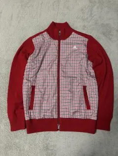 Adidas トラックジャケット ジャンパー 赤チェック ゴルフ ニット