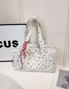 shein 花柄 キャンバス バッグ ホワイト