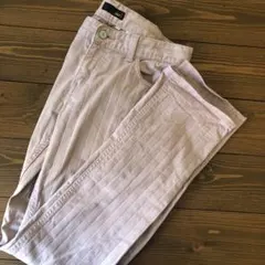 DEPT 薄ピンクストライプのおしゃれパンツカジュアルにもオフィススタイルにも