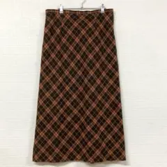 208 チェック柄ロングスカート ウエスト84cm