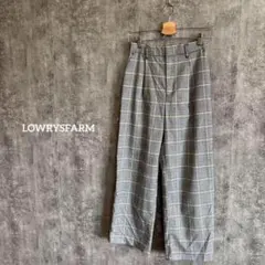 [ローリーズファーム]ワイドイージーパンツ　チェック　グレー　M　ウエストゴム