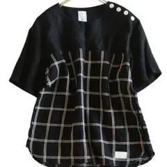 【Name.】美品　半袖シャツ　麻100%　日本製　黒　L相当★のサムネイル