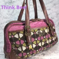 ◆Think Bee! シンクビー◆スタッズ　ベロア×レザー　ハンドバッグ