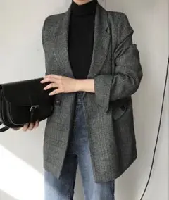 グレンチェック柄ダブルテーラージャケット