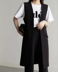 ラナン　ノーカラーロングジレセットアップ　Mサイズ