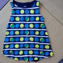 ノースリーブ ワンピース 青 黄 緑 ドット 130cm　ユニクロ