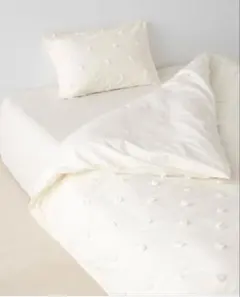 新品未使用　ジェラートピケ　掛け布団カバー白　ドビードット　2点セット シングル