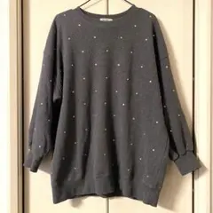 NICE CLAUP☆ナイスクラップ☆グレー☆ラインストーントレーナー