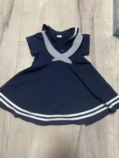 ネイビー セーラー襟 ワンピース 半袖　90
