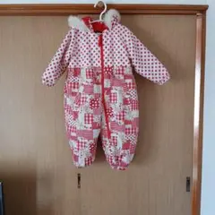 キッズスキーウェア 赤と白のドットおまけ手袋。