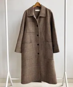 美品　TODAYFUL ステンカラー　ツイルコート　 チェック　ロングコート TODAYFUL（トゥデイフル）の「ステンカラーチェックコート