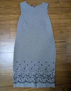 USA製 TALBOTS ギンガムチェック花刺繍 ノースリーブワンピース