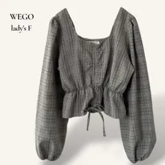 【極美品】WEGOウィゴー／シャーリングパフスリーブブラウス チェック柄のサムネイル