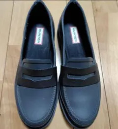 HUNTER ブラック レインシューズ ローファー　24cm UK5