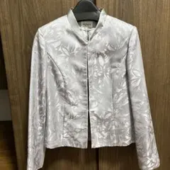 新品未使用　シルバー 花柄ジャケット　東京ソワール　9号